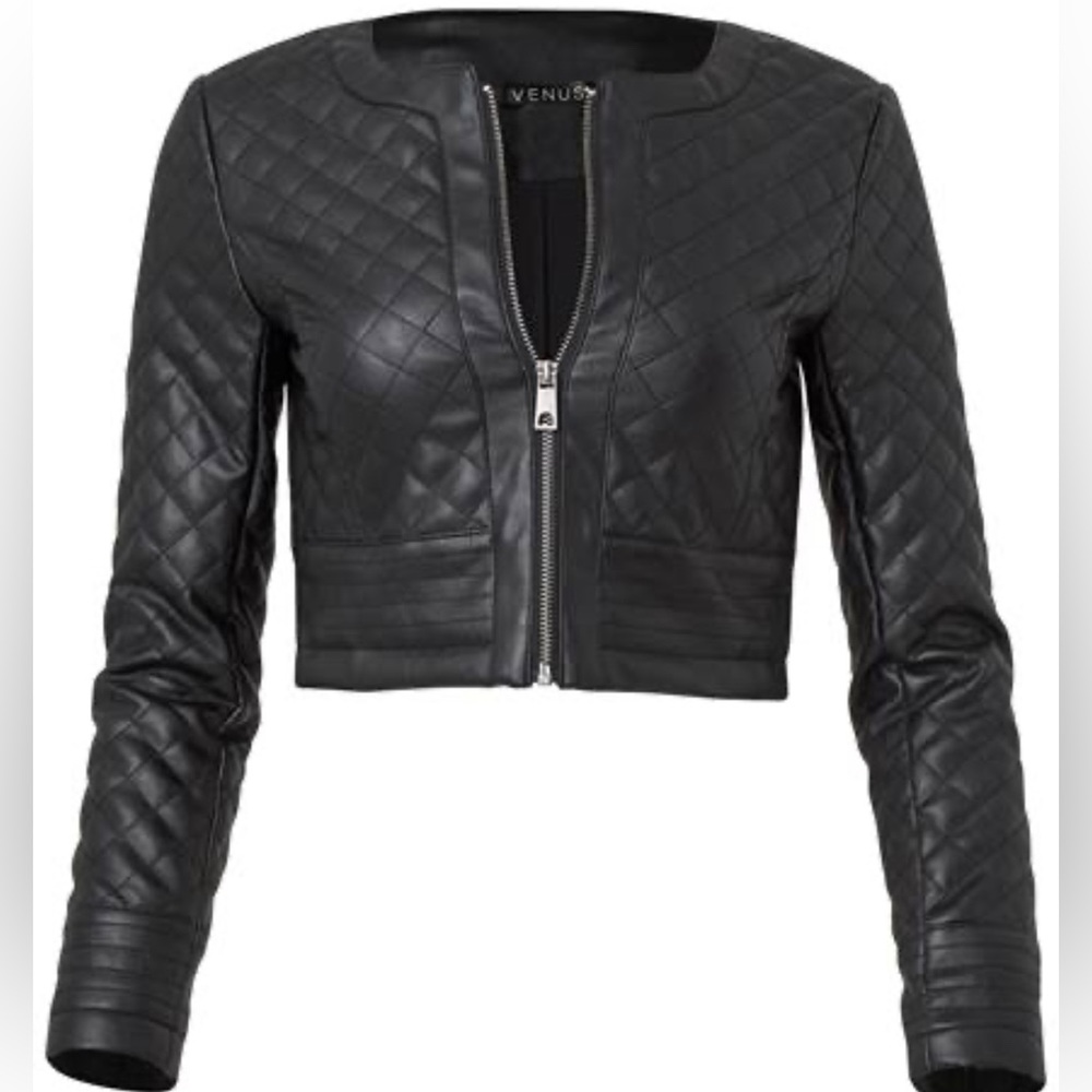 NWOT vegan leather crop moto jacket